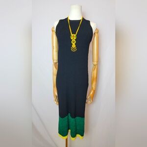 Topshop Black Racer-Back Midi Dress, Size 8